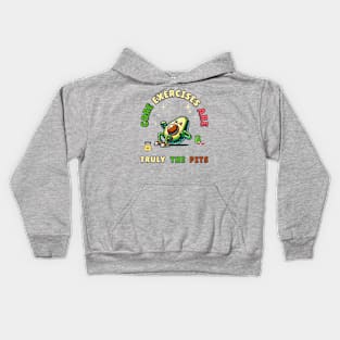 A fit avocado admits "Core Exercises are Truly the Pits" Kids Hoodie